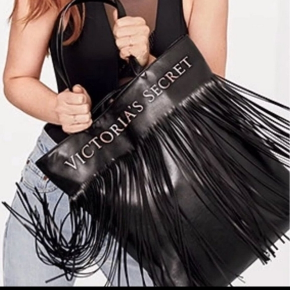 Victoria's‎ Secret Flirty Fringe Black Tote Weekender Bag